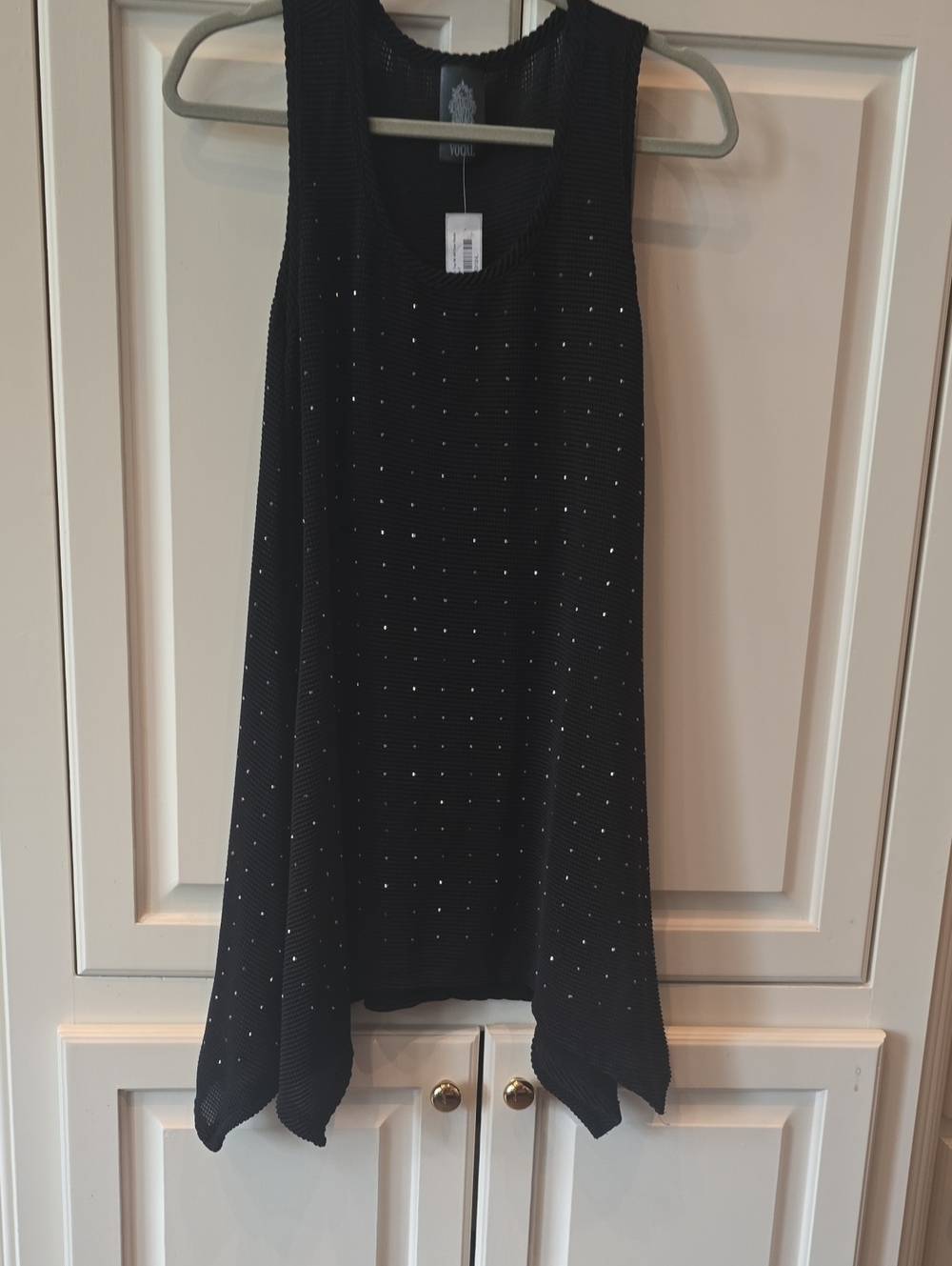 Vocal Black Sleeveless Studded Knit Tunic